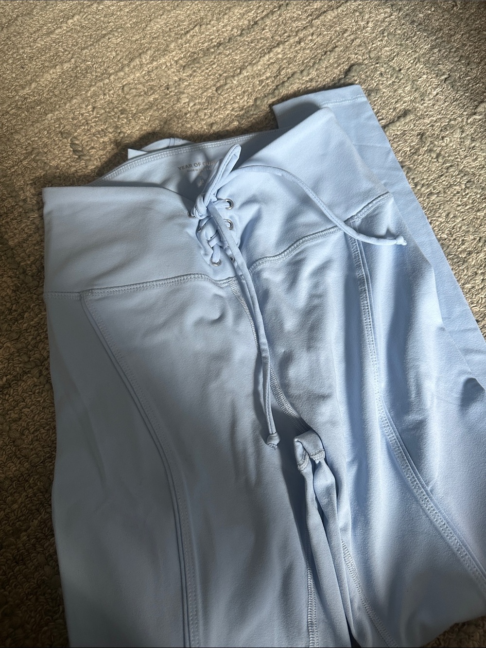 Year of Ours Light Blue Lace-Up High Waist Leggings